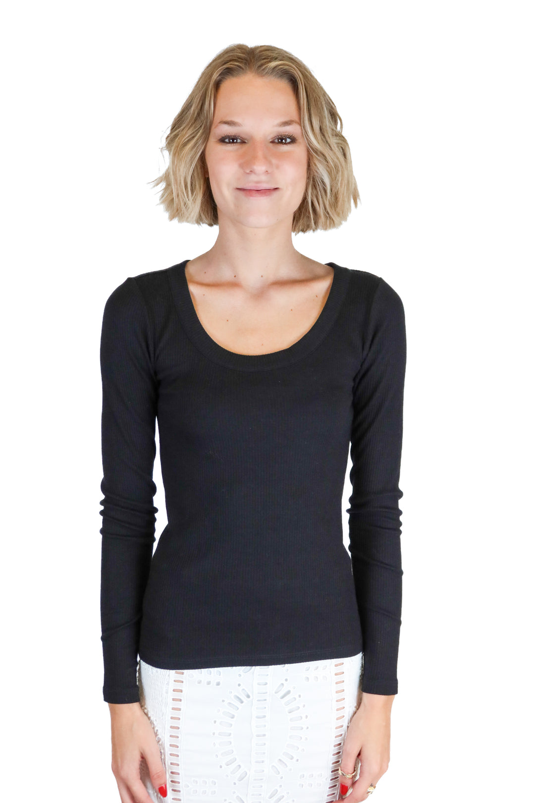 Ann taylor black ribbed long sleeve top (xs; retail $49.50)