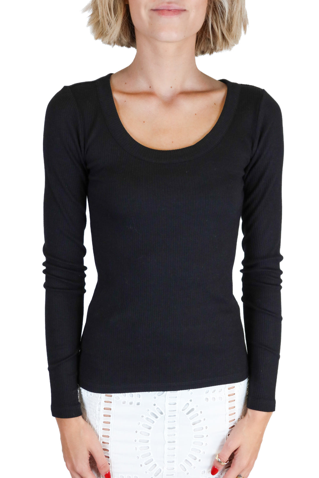 Ann taylor black ribbed long sleeve top (xs; retail $49.50)
