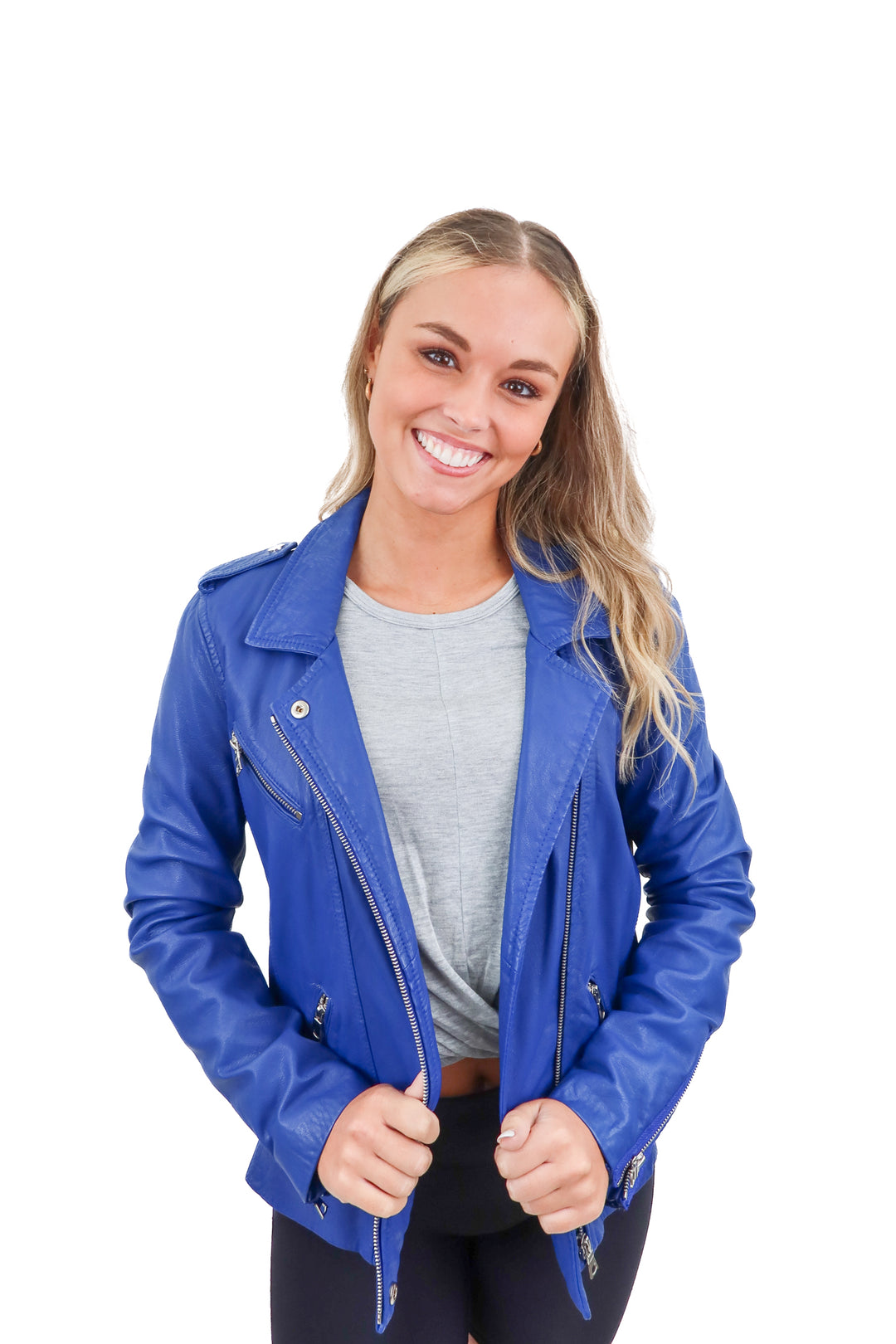 rebecca taylor electric blue leather jacket NWT (6; retail $895)