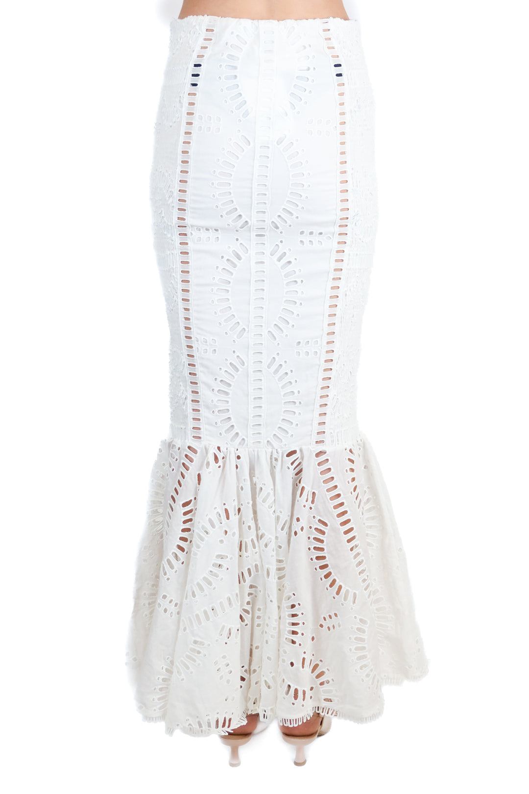 Charo white eyelet maxi skirt NWT (s; retail $665)
