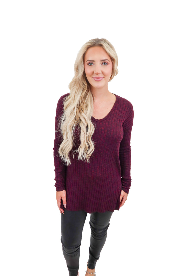 michael stars purple long sleeve top (OS)