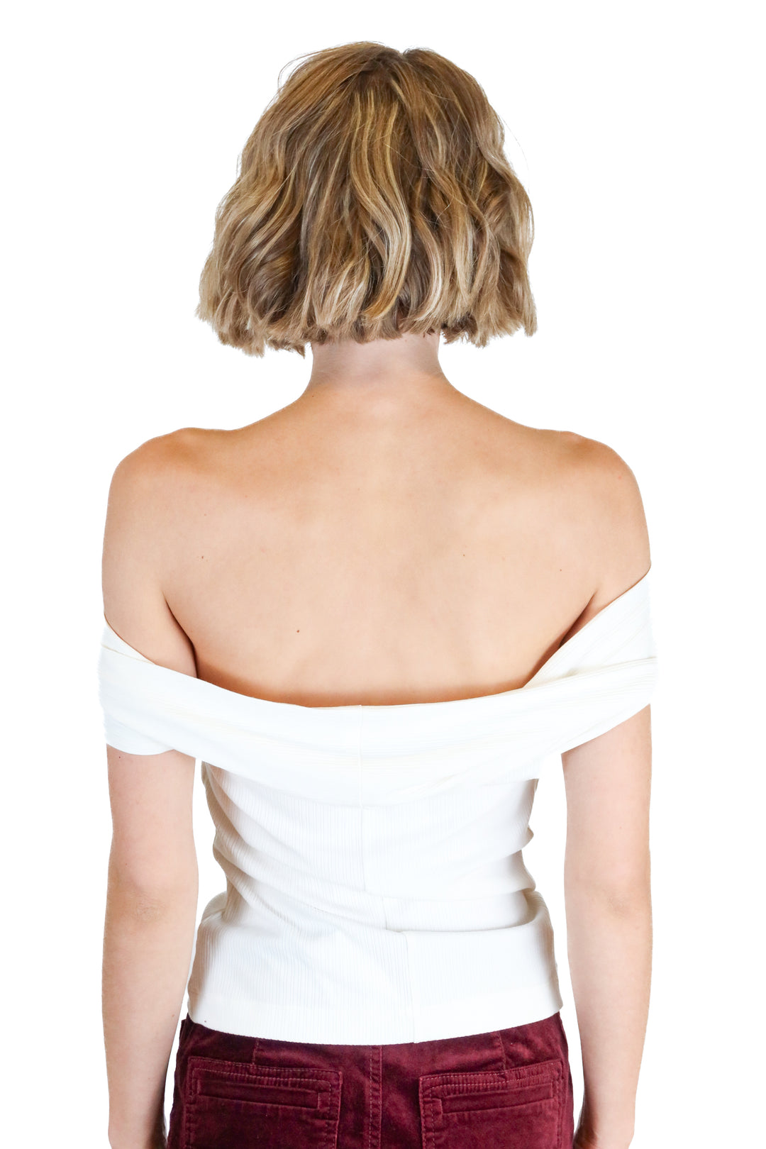 Spanx Cream Off The Shoulder Textured Knit Top (XS)
