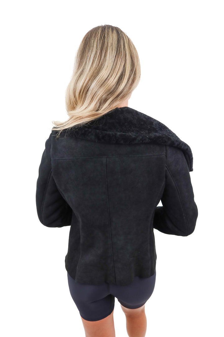 vince black suede jacket (s)