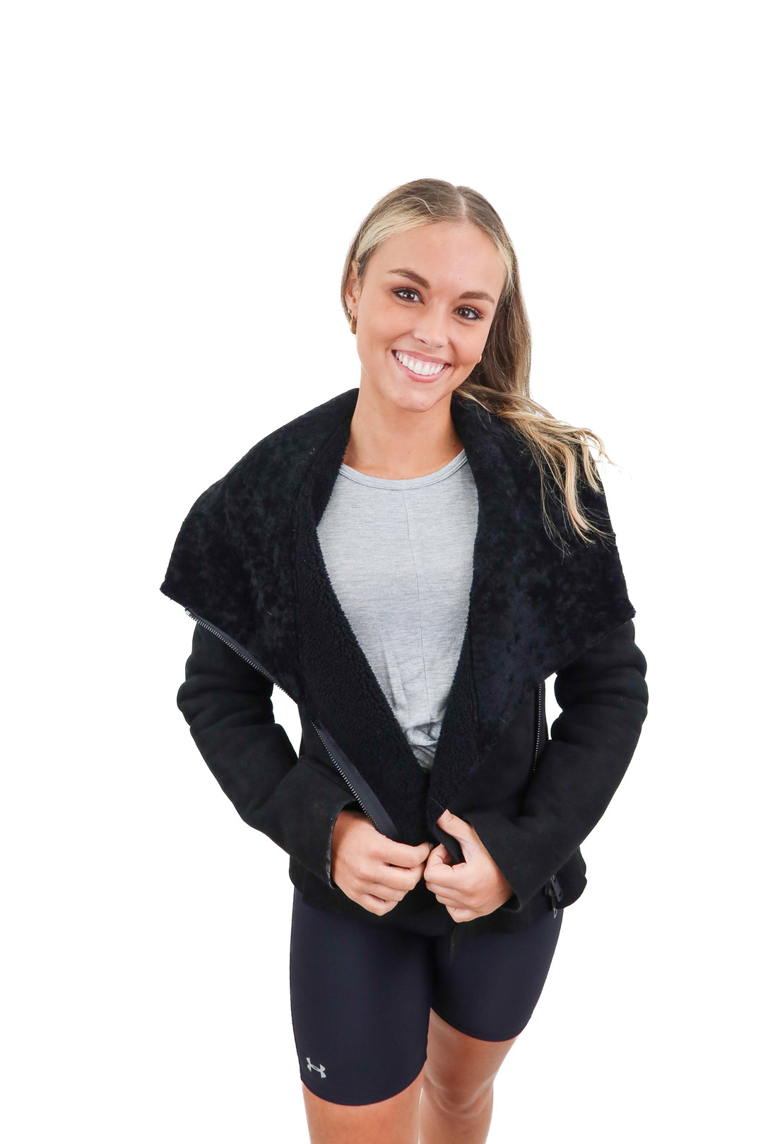 vince black suede jacket (s)
