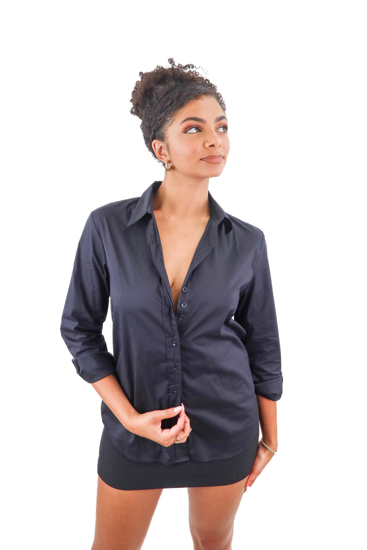 the shirt black button up top NWT (s; retail $145)