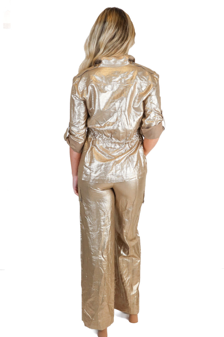 Trina Turk gold metallic set NWT (xs; retail $398)