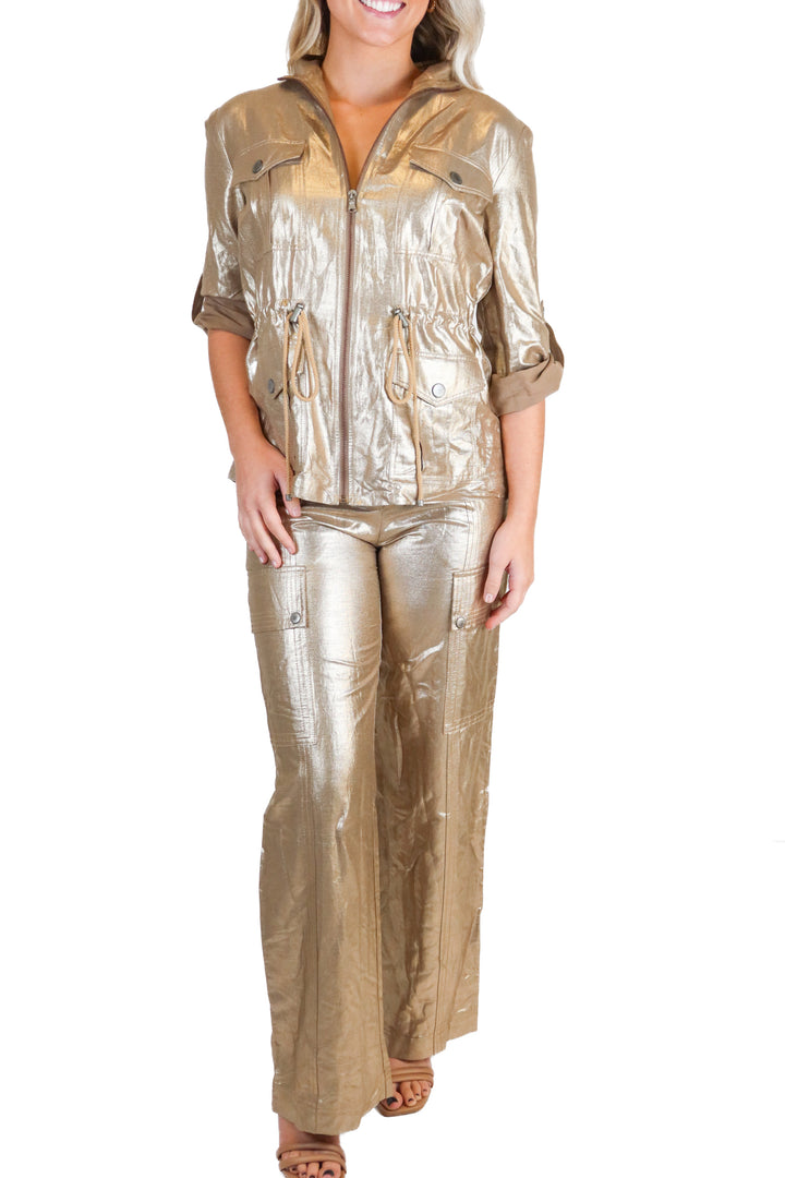 Trina Turk gold metallic set NWT (xs; retail $398)