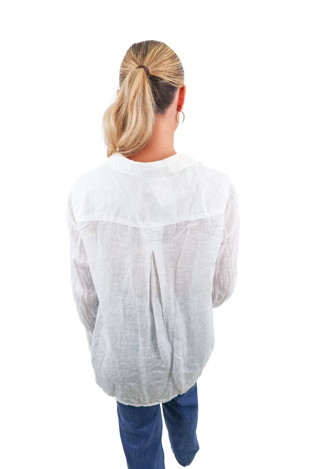 bella dahl white linen button up (L; retail $91)