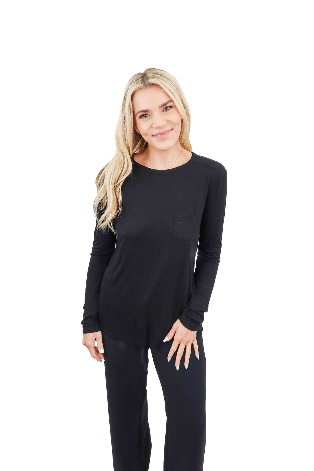 alexander wang black long sleeve top (s)