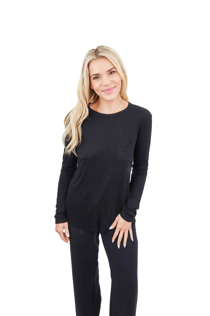 alexander wang black long sleeve top (s)