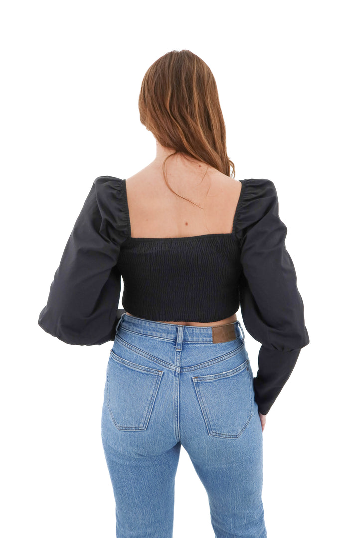 missguided black ruched crop top (10)