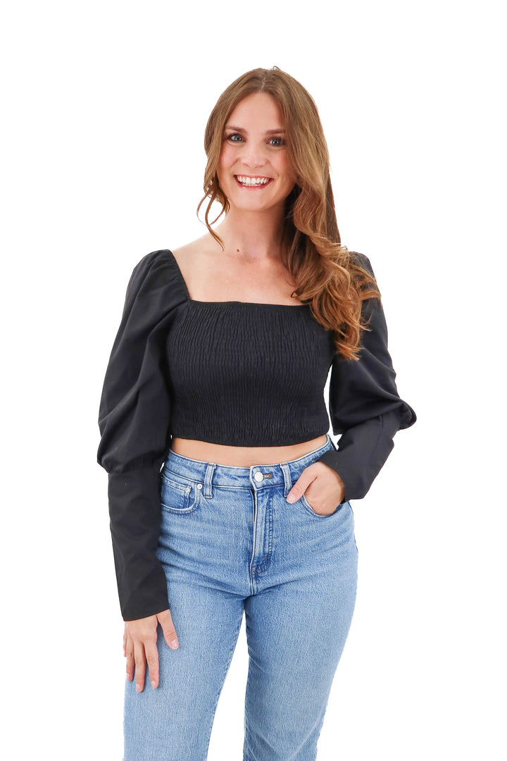 missguided black ruched crop top (10)