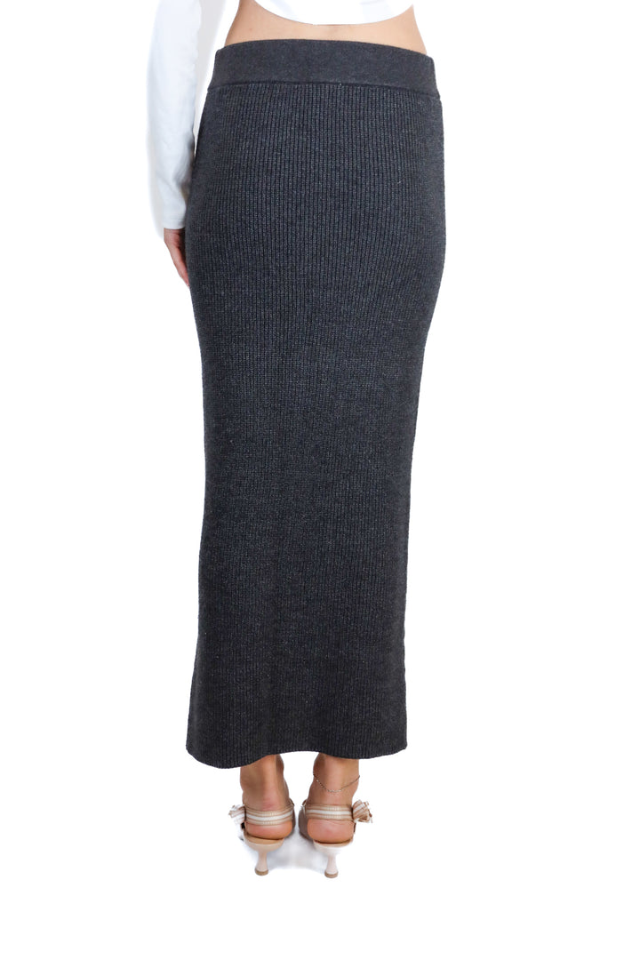 Ann Taylor dark grey knit midi skirt (xs; retail $119)
