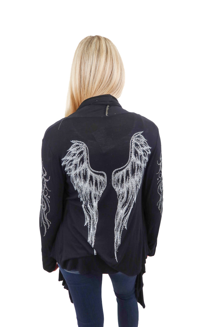 s12 black rhinestone wing cardigan (m)