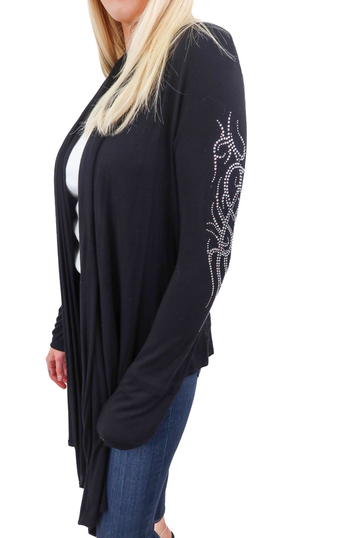 s12 black rhinestone wing cardigan (m)