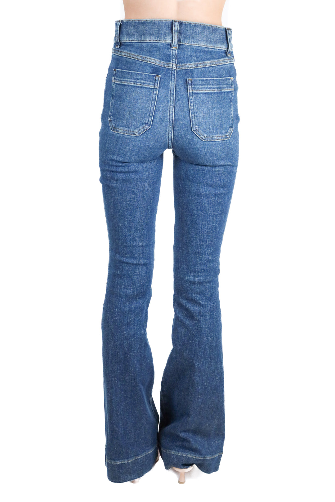 Spanx medium wash flare jeans (xs; retail $148)
