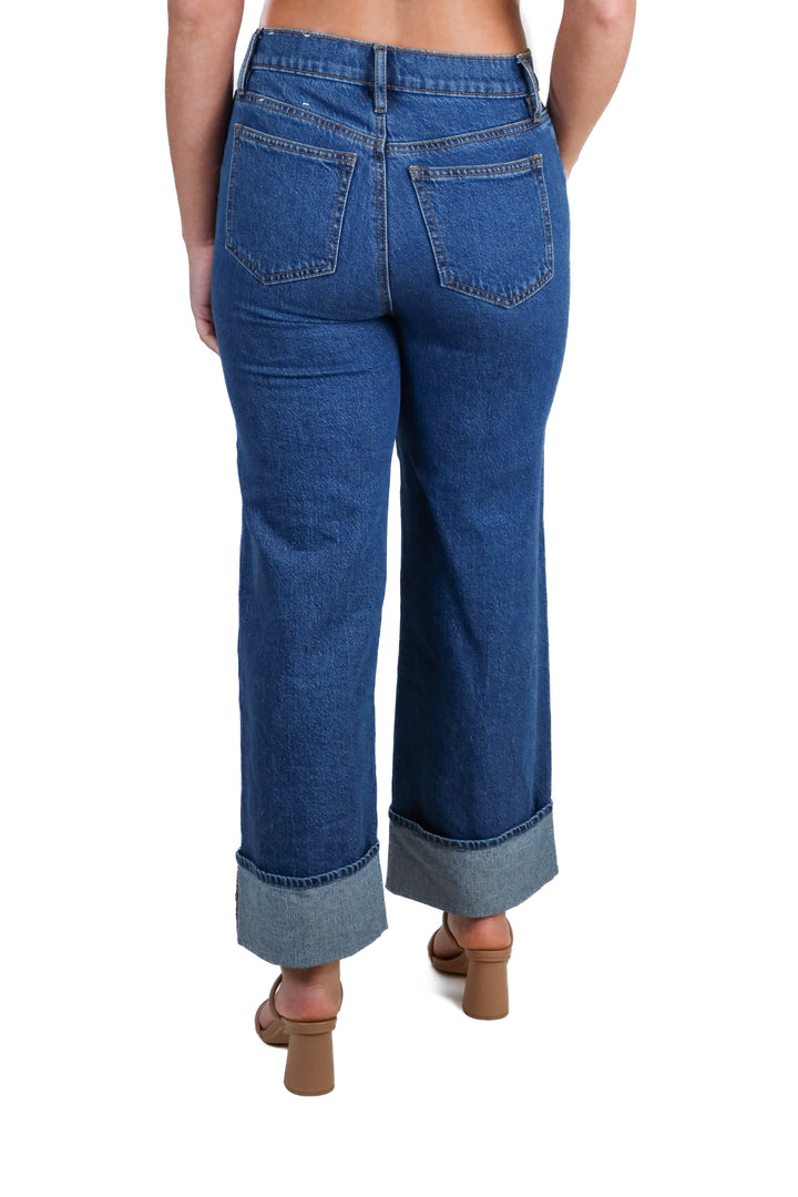 Ann taylor medium wash cuff jeans (0; retail $129)