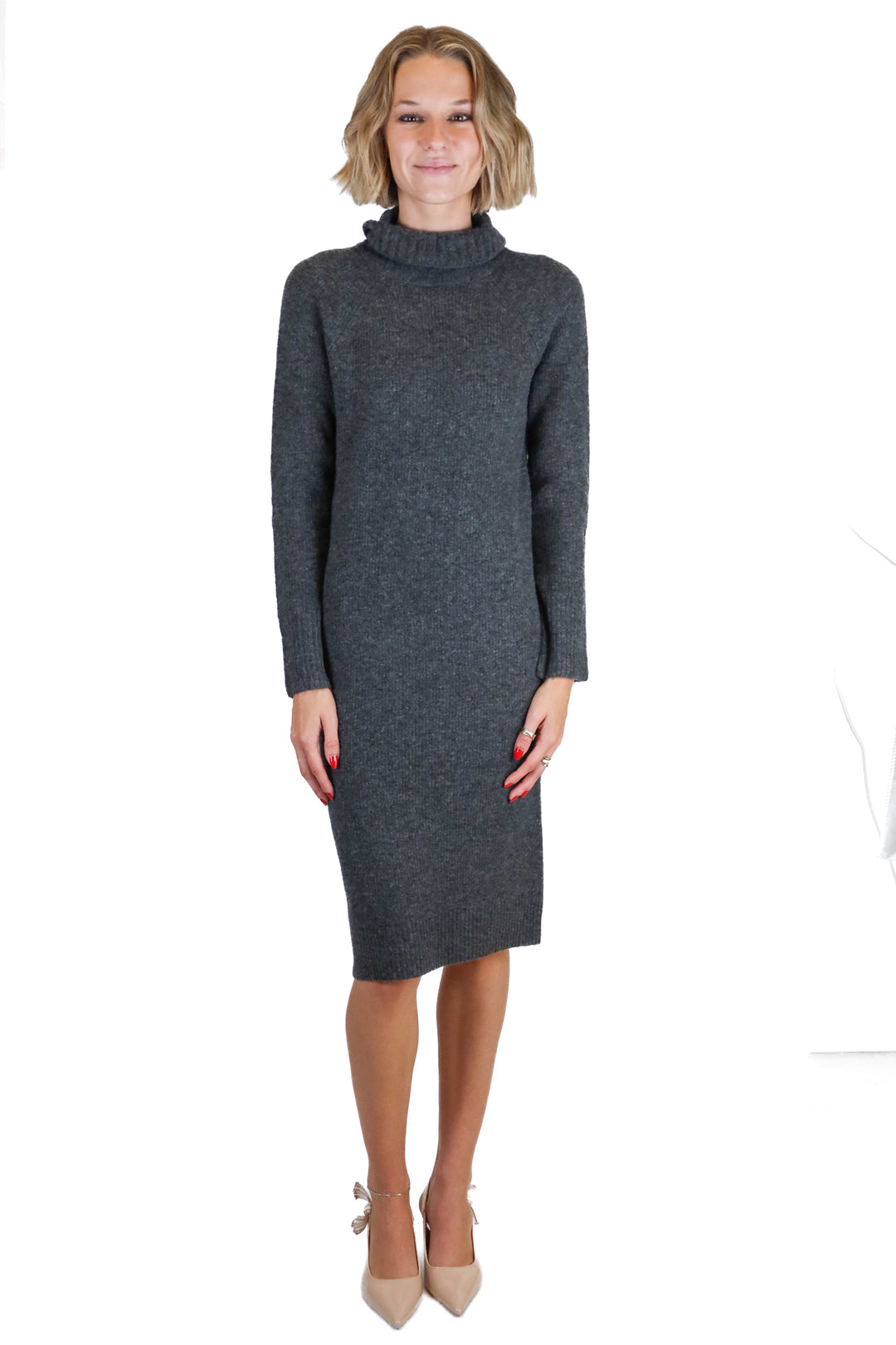 Ann Taylor gray long sleeve sweater midi dress (XS; retail $159)