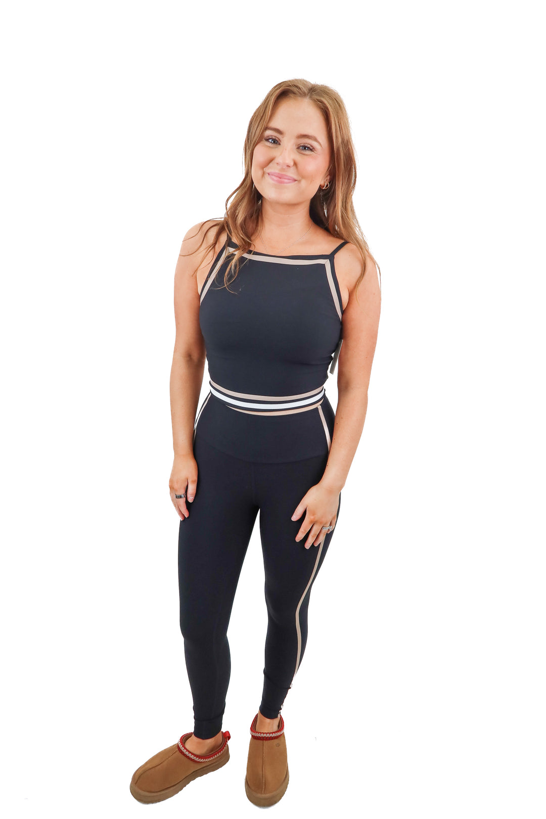 YPB sculptlux black active set with stripes (S; retail $110)