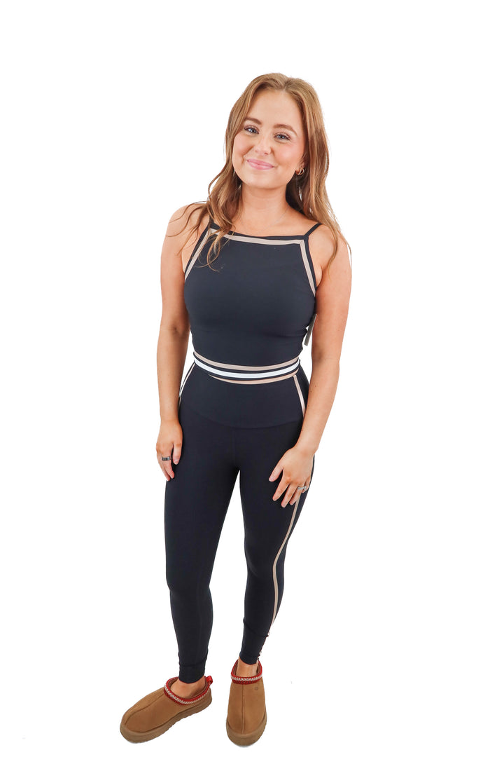 YPB sculptlux black active set with stripes (S; retail $110)