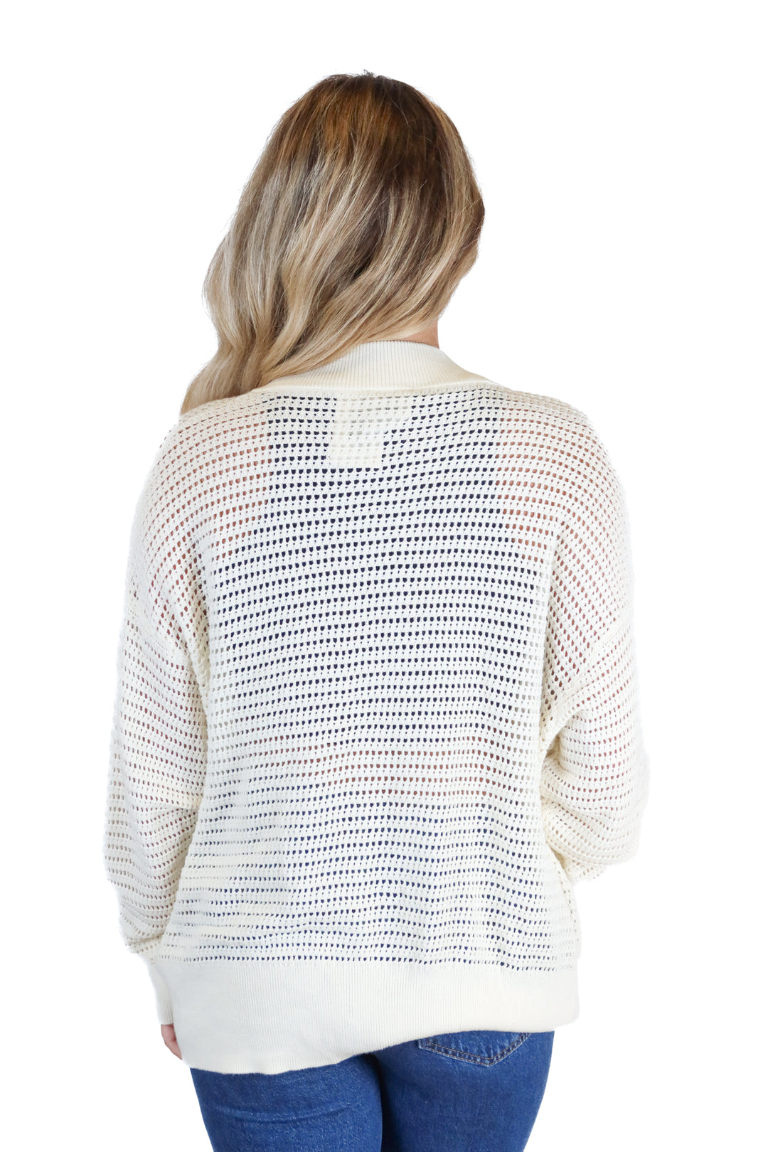 Varley Off White Open Knit Sweater Jacket (S; retail $178)