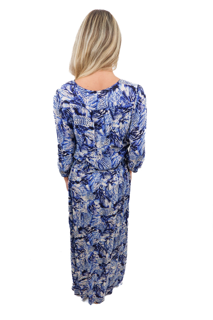 stillwater blue printed maxi dress (s; retail $245)