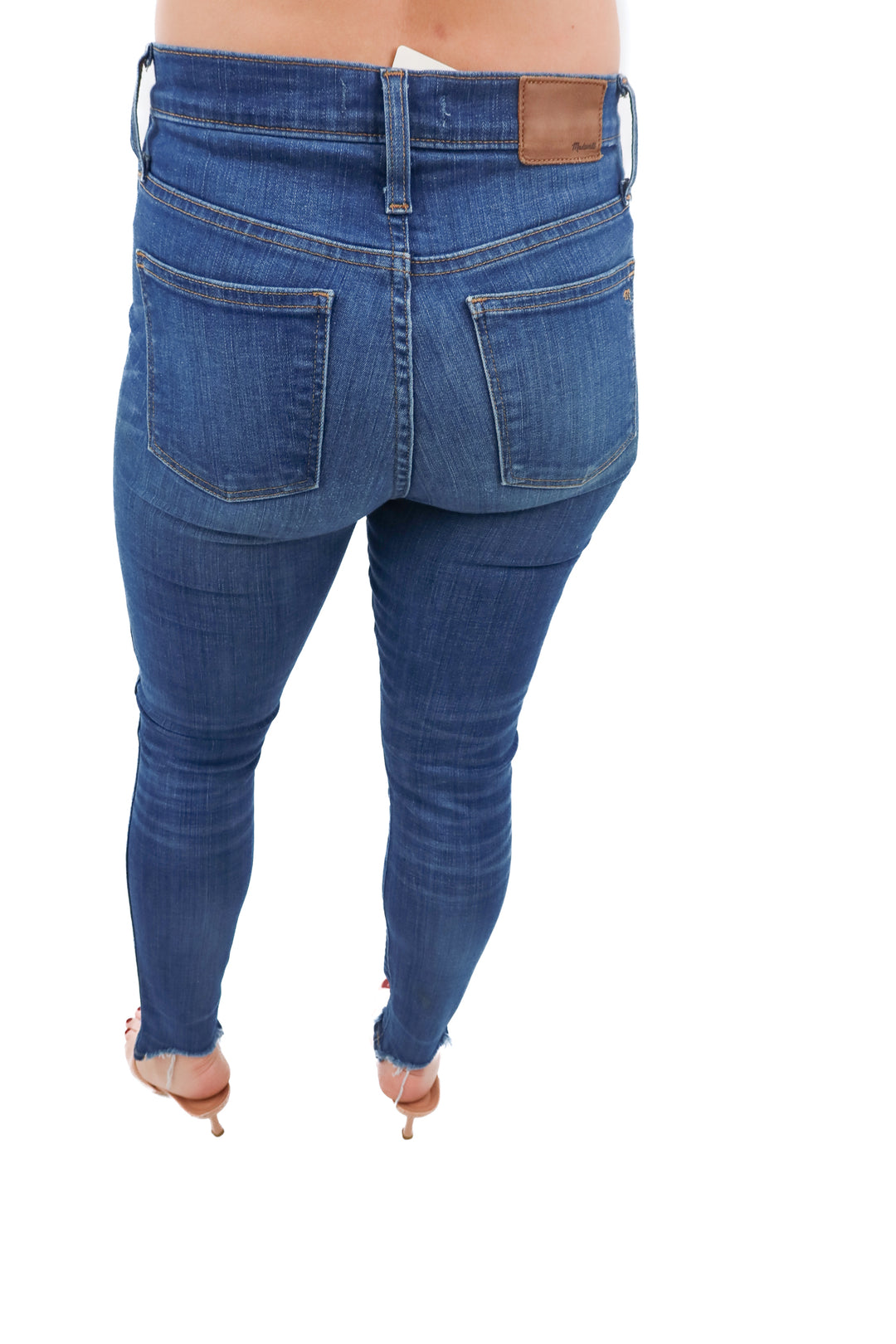 madewell medium wash 10" high-rise skinny jeans (26; retail $148)