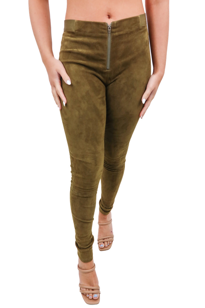 Alice and Olivia green suede pants (2)