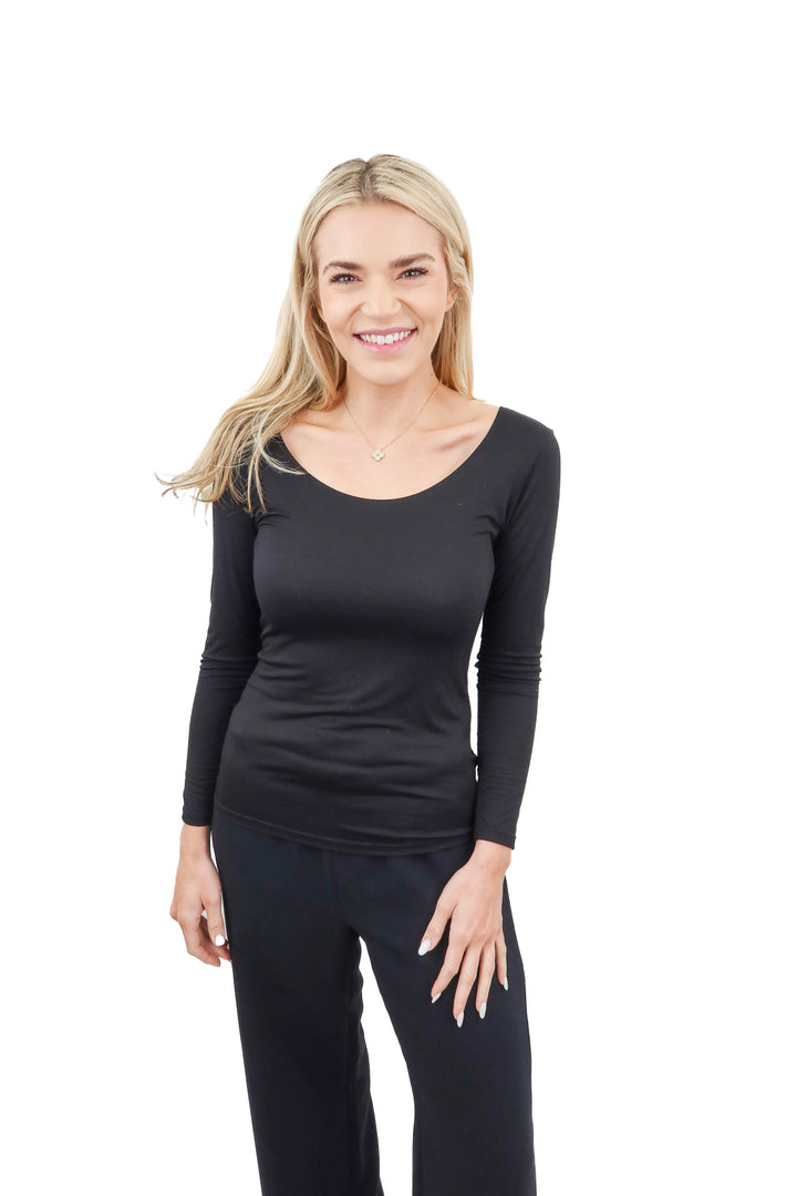 heattech black long sleeve top (s)