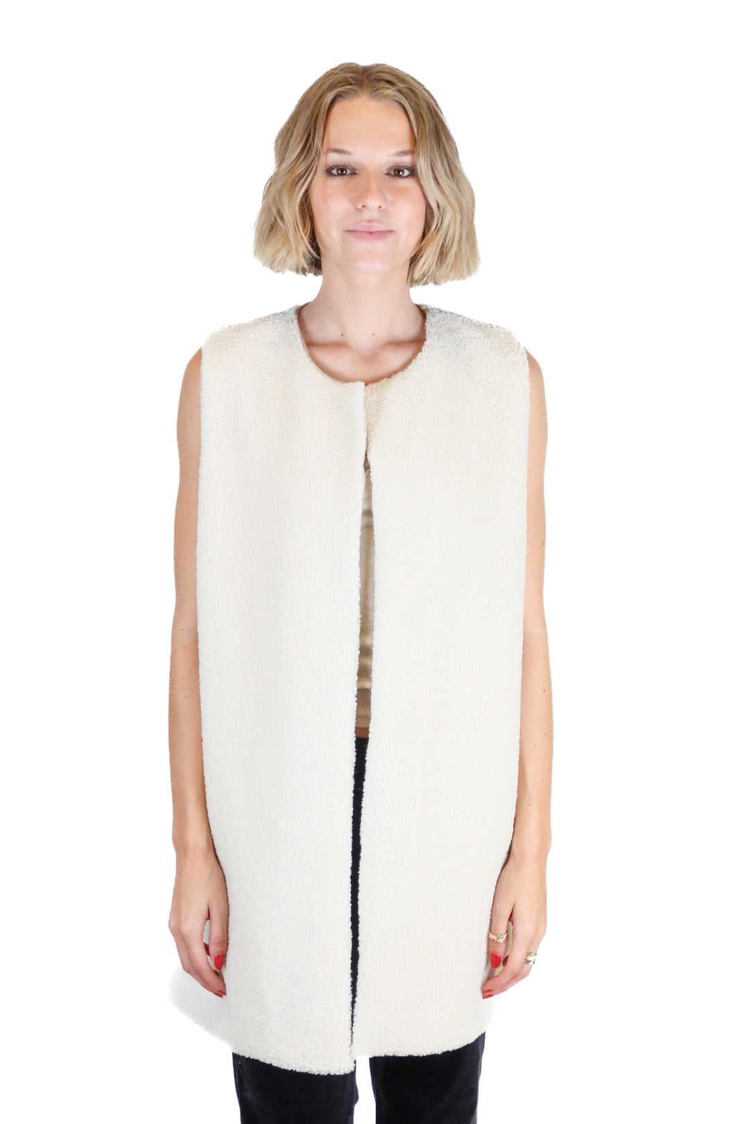 ann taylor white sherpa vest (xs/s; retail $149)