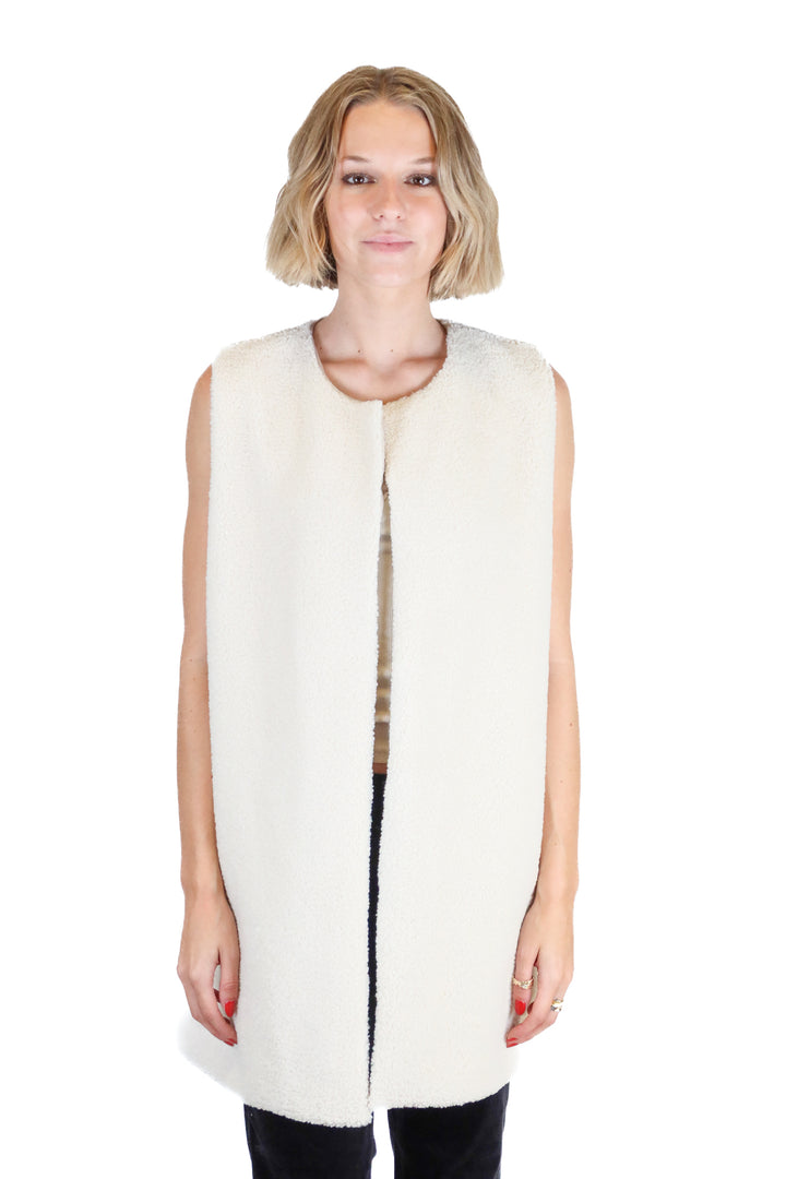 ann taylor white sherpa vest (xs/s; retail $149)