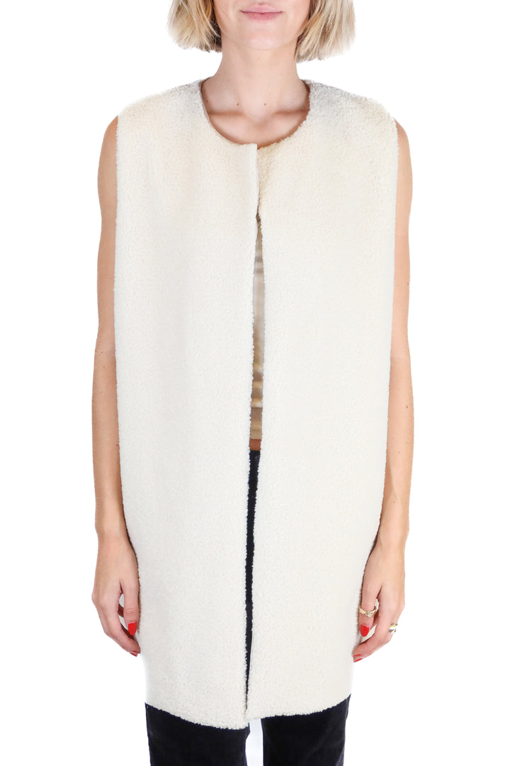 ann taylor white sherpa vest (xs/s; retail $149)