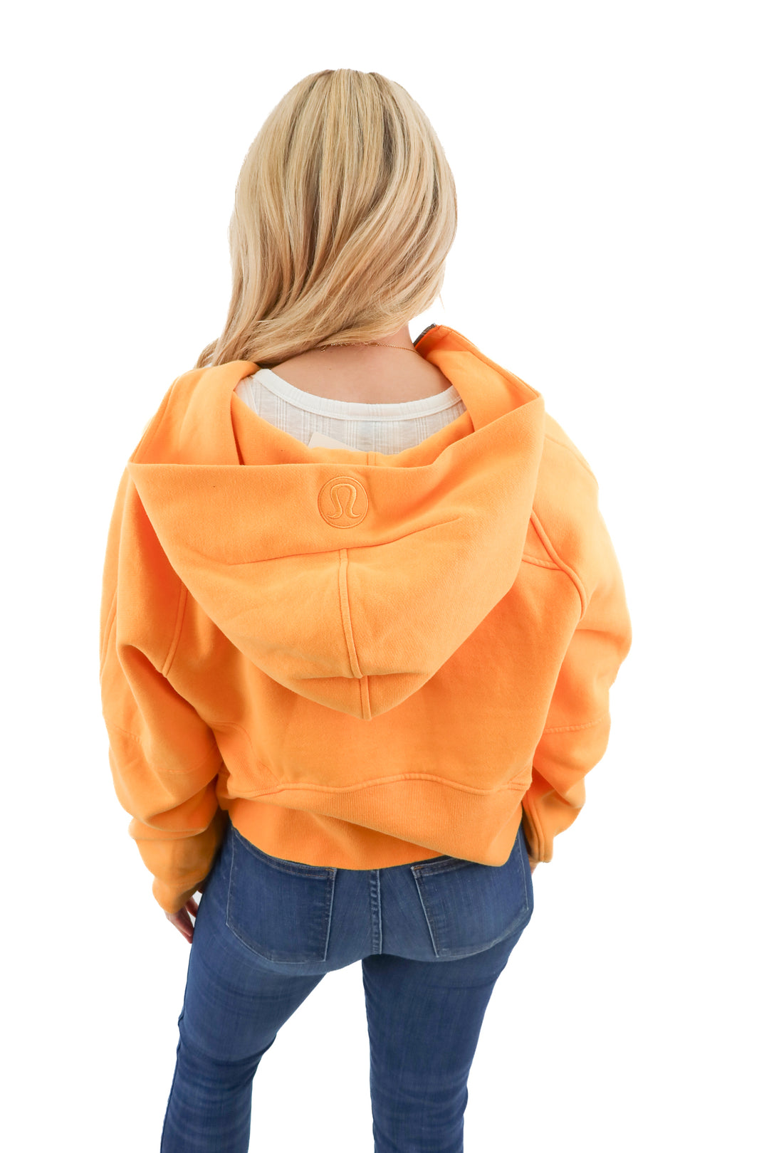 lululemon orange 1/2 zip scuba jacket (M/L; retail $128)