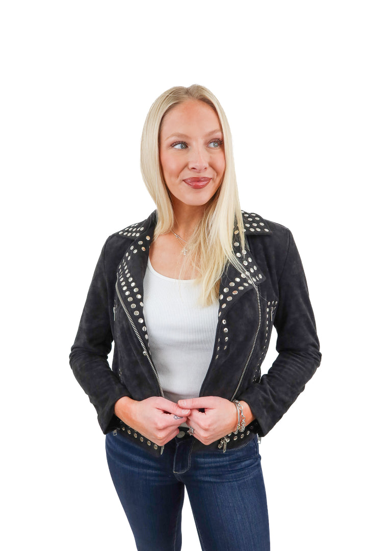 reference suede studded jacket (XS)*