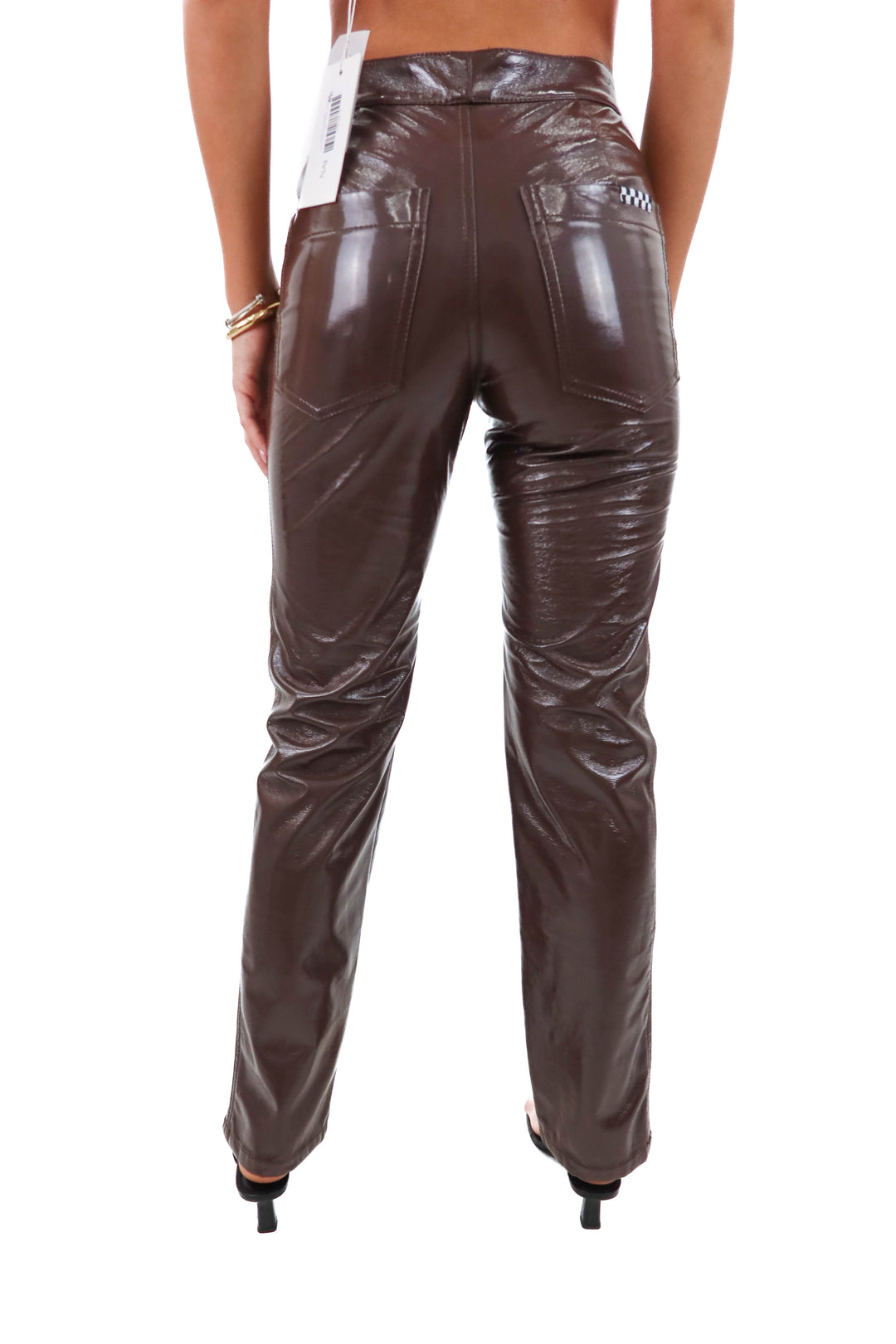auto body brown vegan leather pants NWT (25; retail $195)