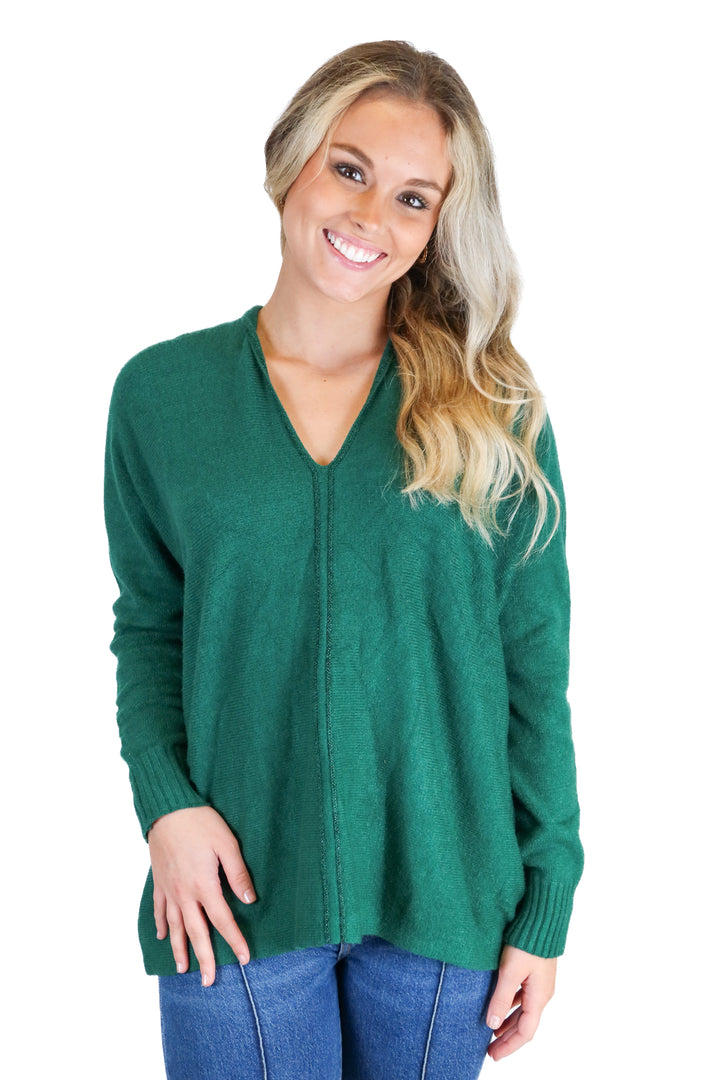 Lilly Pulitzer Emerald Green Metallic Trim V-Neck Sweater NWT (S; Retail $138)
