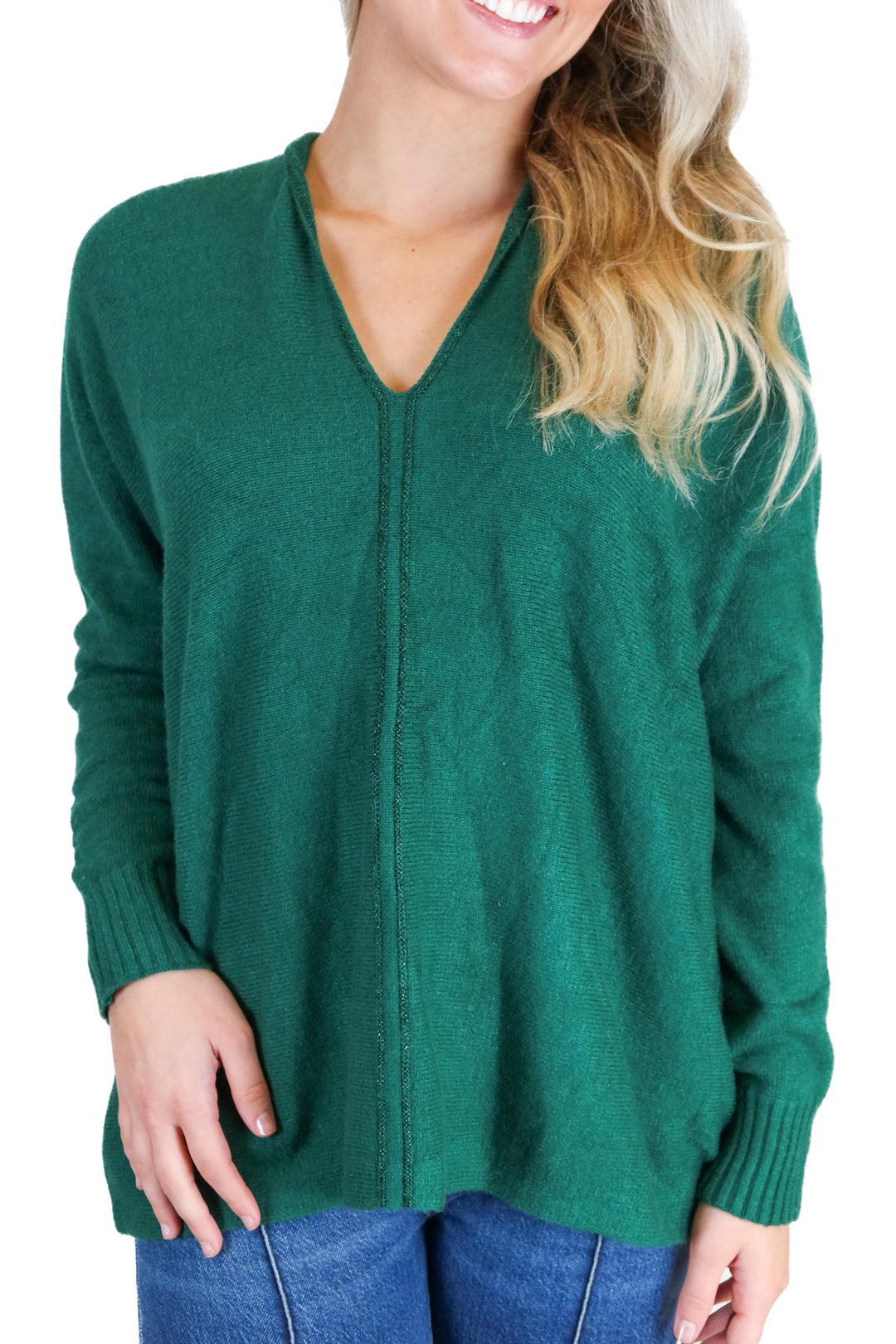 Lilly Pulitzer Emerald Green Metallic Trim V-Neck Sweater NWT (S; Retail $138)