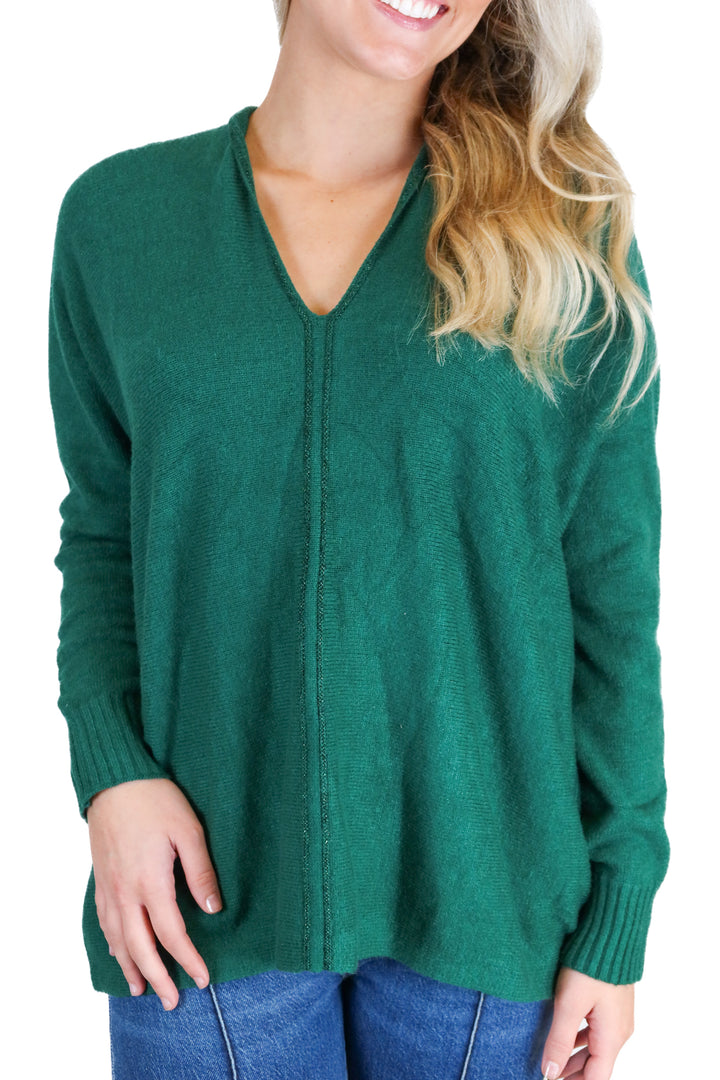 Lilly Pulitzer Emerald Green Metallic Trim V-Neck Sweater NWT (S; Retail $138)