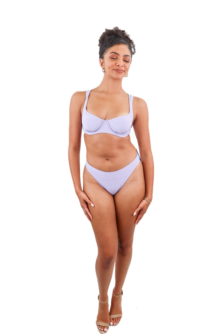 Cupshe lavender metallic swim set NWT (S)