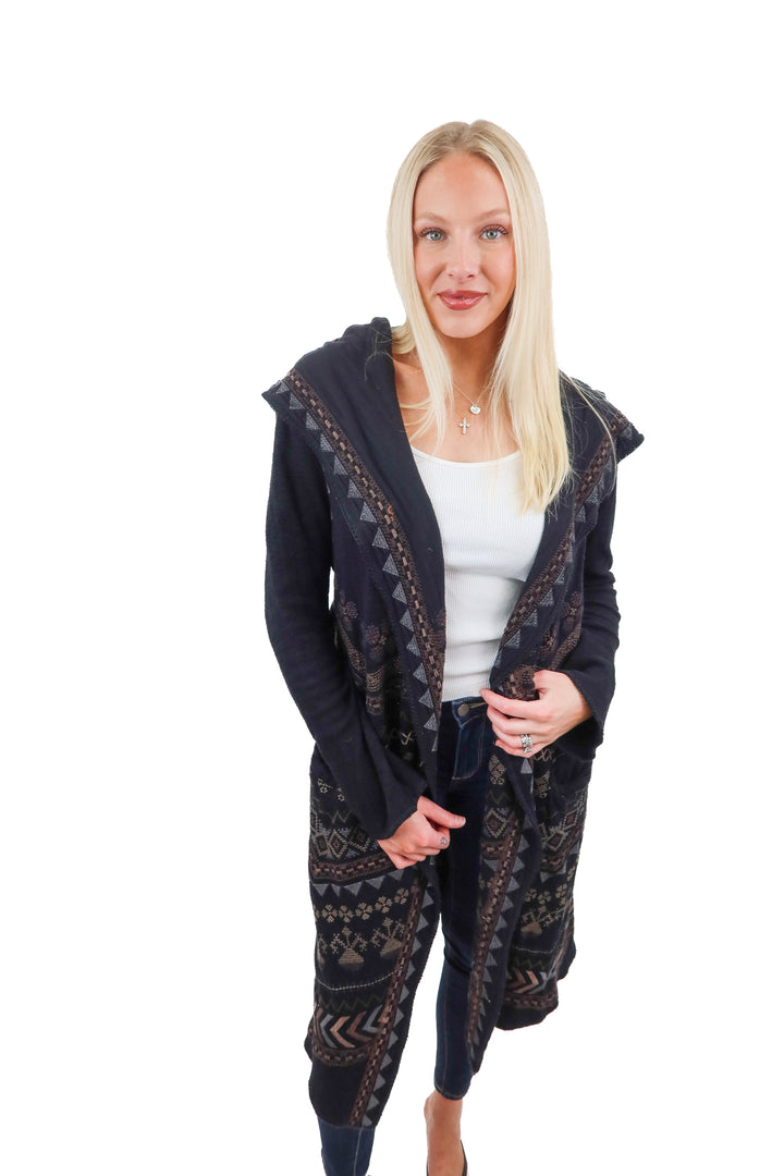 biya aztec open cardigan (xs)