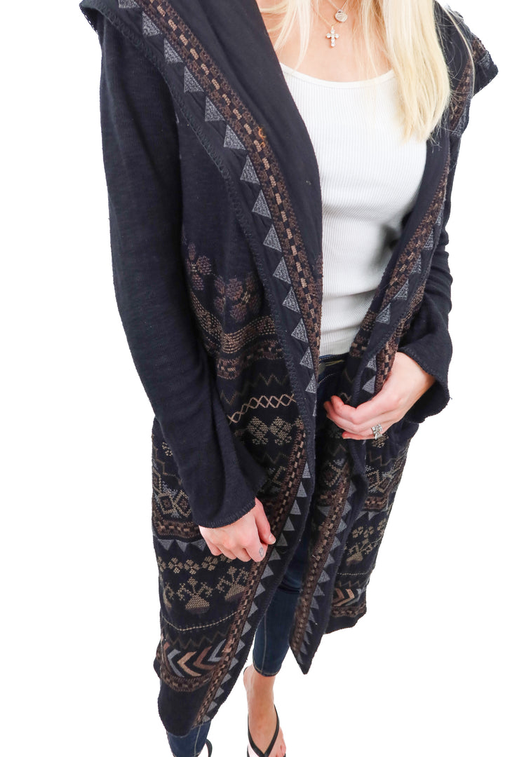 biya aztec open cardigan (xs)