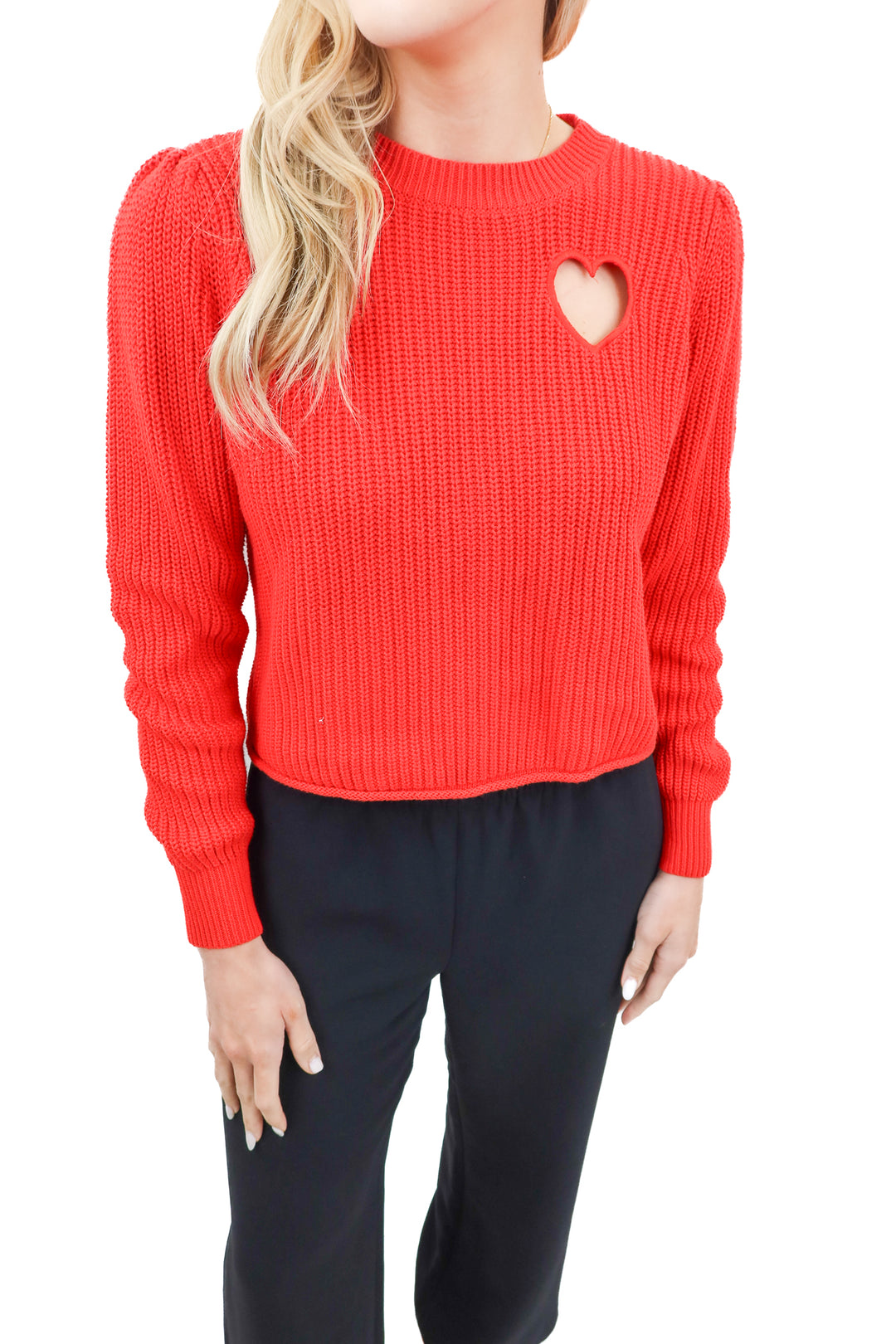 27 miles red heart cut out sweater (xs; retail $375)