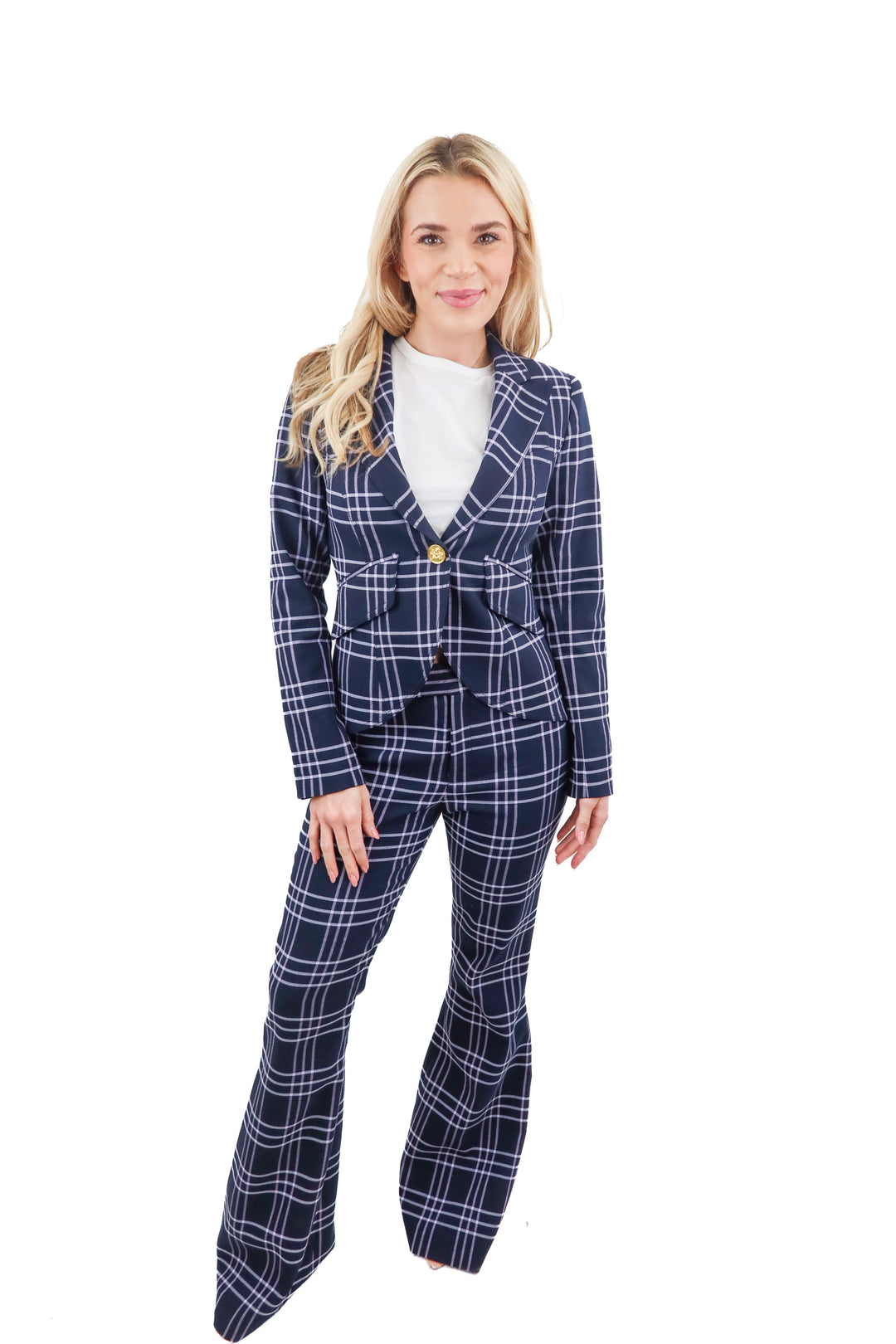 smythe purple checkered blazer set (2; retail $1,370)