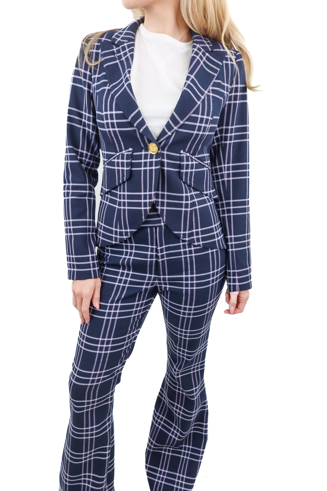 smythe purple checkered blazer set (2; retail $1,370)