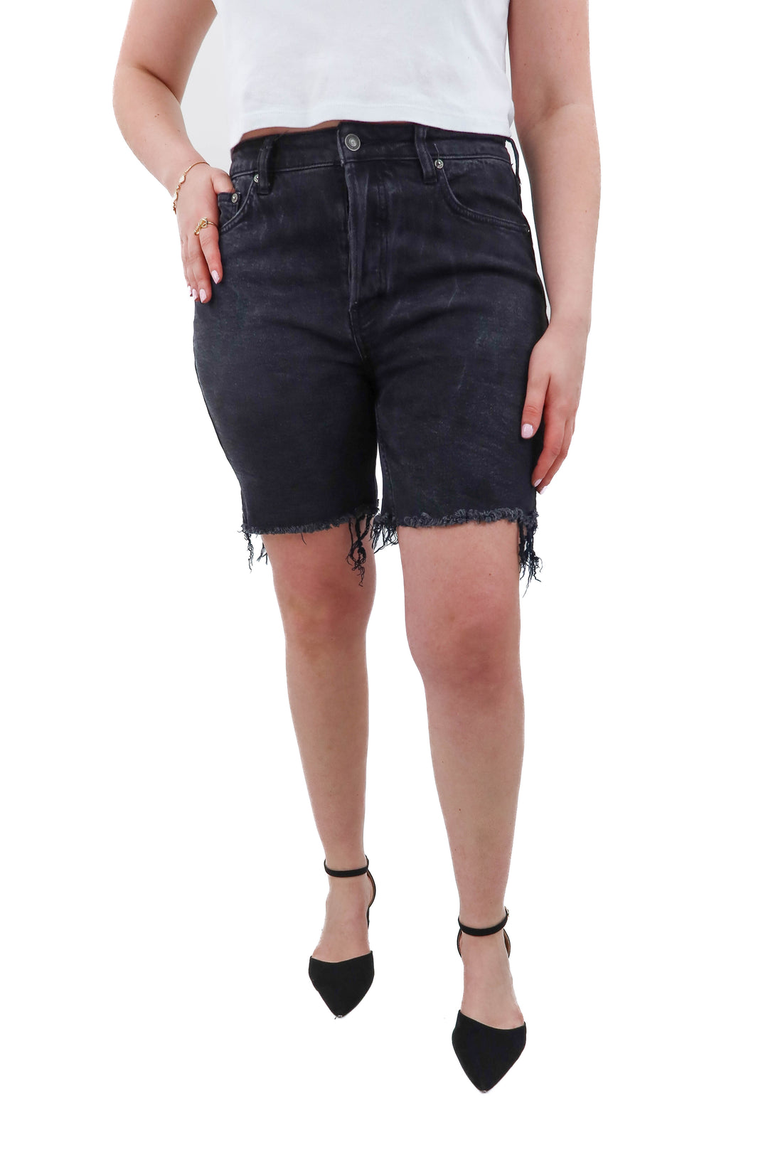 free people long black denim shorts (31)