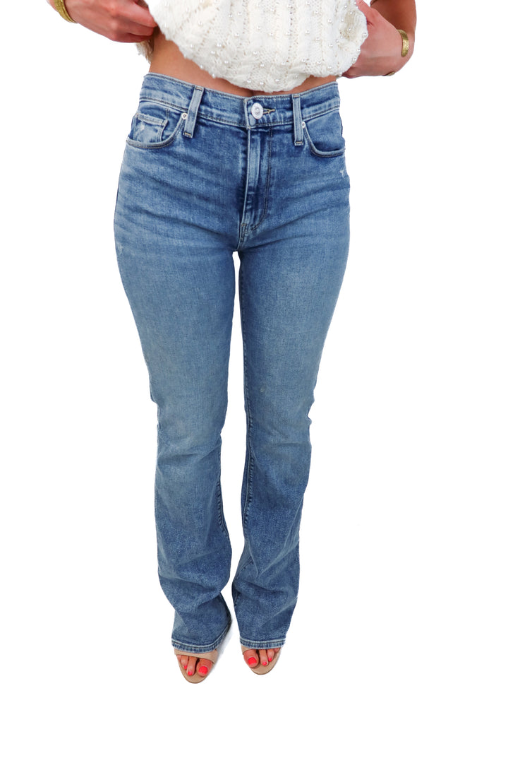 hudson light wash straight leg jeans (28; retail $225)