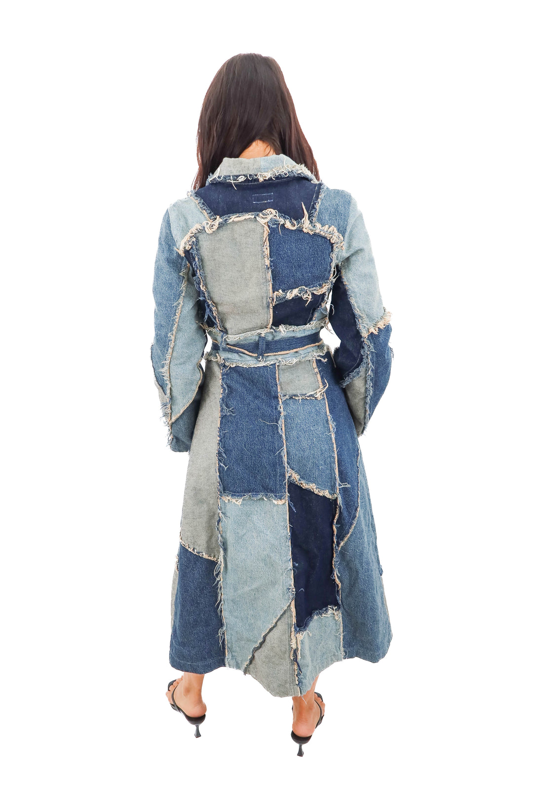 guess denim patchwork coat nwt (s; retail $1050)