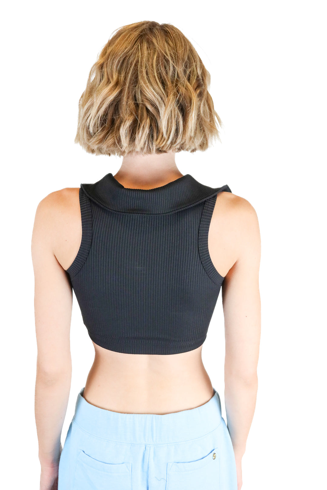 Year of Ours black collared crop top (XS; retail $75)