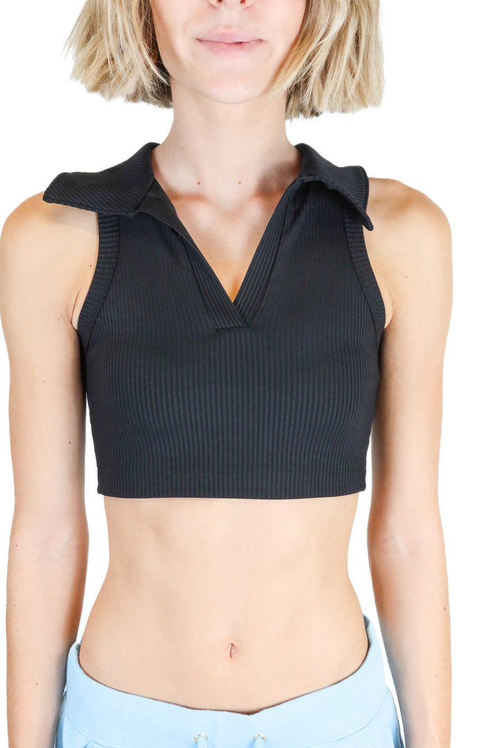 Year of Ours black collared crop top (XS; retail $75)