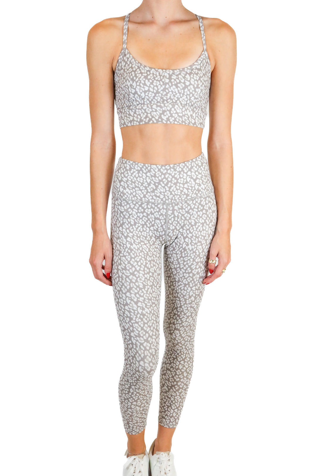 Varly Taupe Leopard Print Active Set (XS; retail $166)